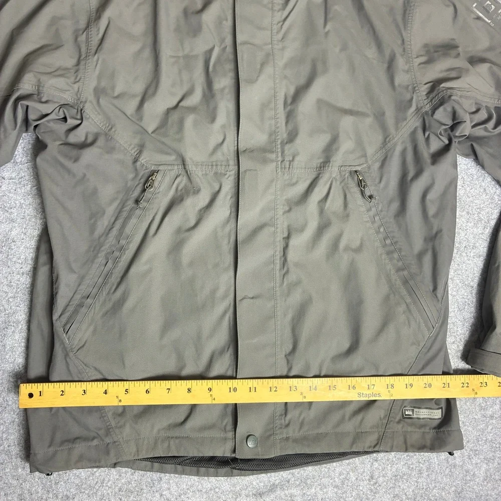 REI Mens Hooded Windbreaker Jacket Gray Mesh Lined Size Medium Hiking - Picture 7 of 9